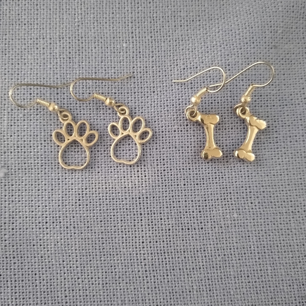 Earrings for Women, Dog Paws Earrings, Dog Bones Earrings, Animal Jewelry.